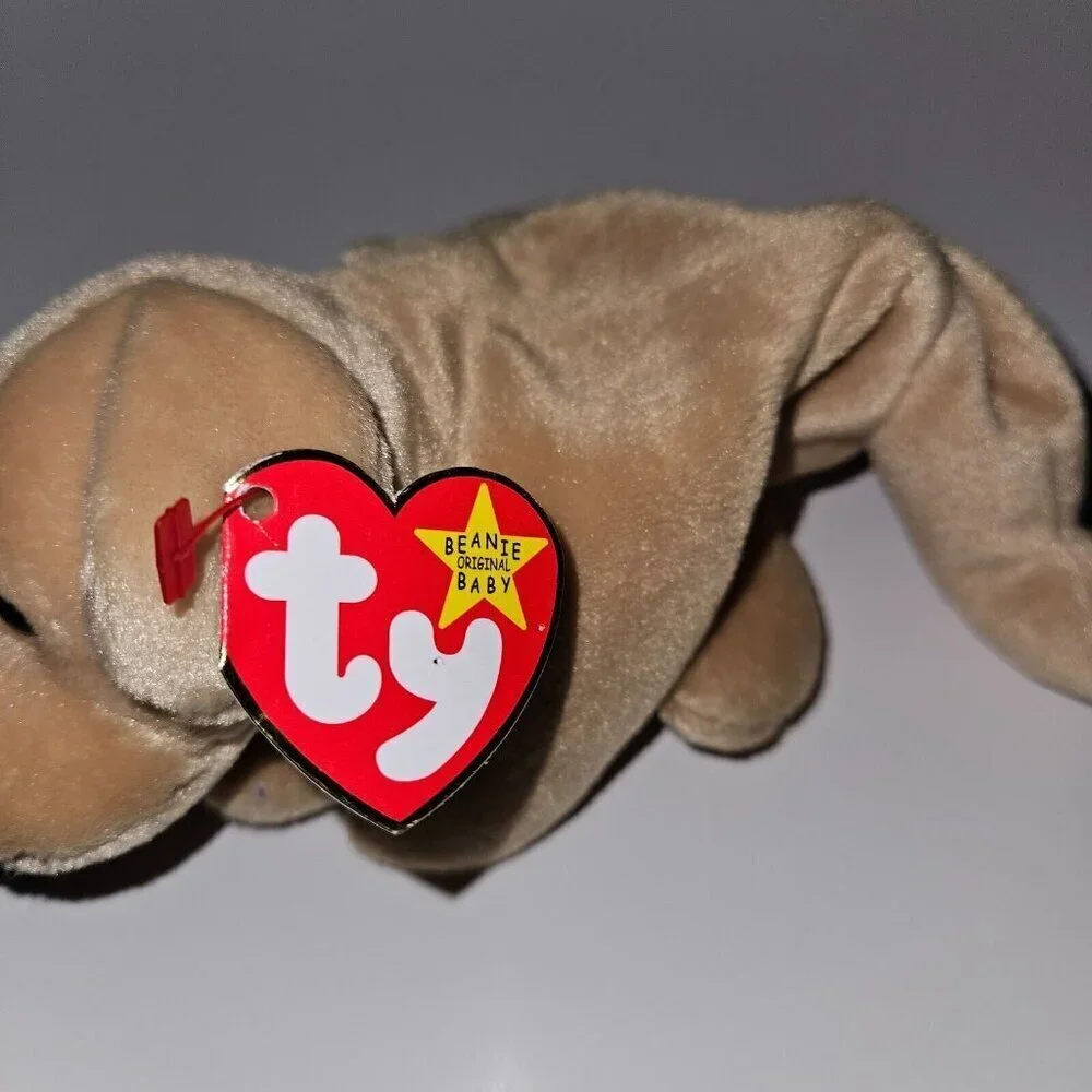 TY Beanie Babies Puppy Dog Plush Lot Brown Tan Fetch Spuds Herder Sheepdog Gray